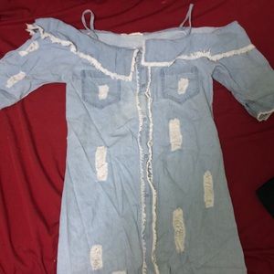 Distressed jean dress